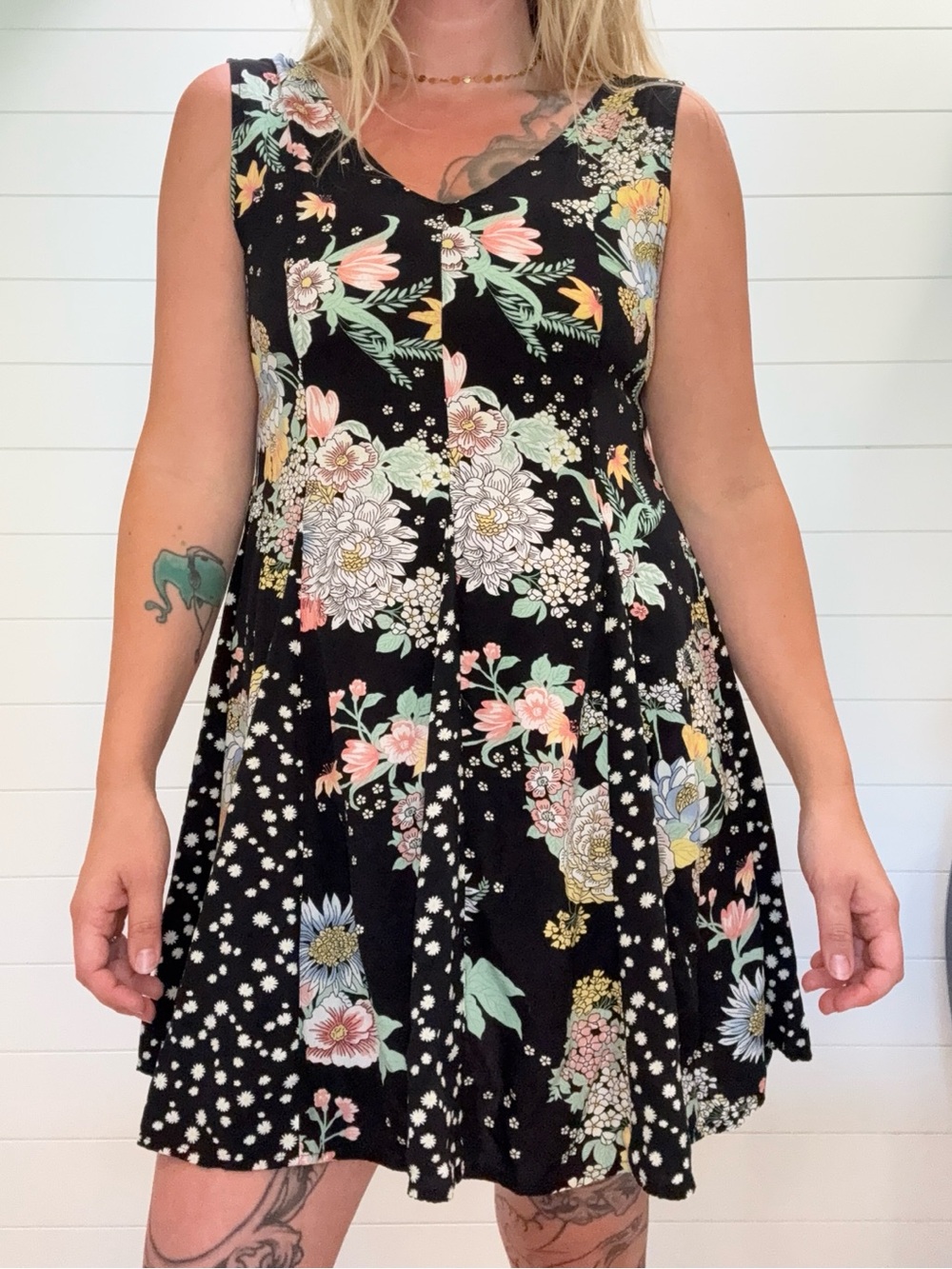 Maaji Black Mini Dress with Pastel Floral Print